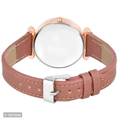 KIARVI GALLERY Analogue Flower Designer Leather Strap Women's and Girl's Watch (Peach-Pink)-thumb4