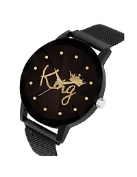 KIARVI GALLERY Black King Prism Glass Dial with Magnetic Metal Strep Analog Watch for Men and Boy-thumb1