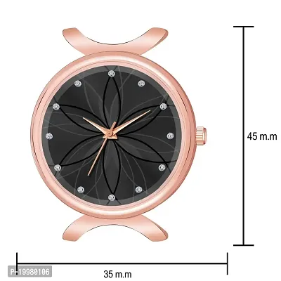 KIARVI GALLERY Analogue Black Full Flower Dial Unique Designer Leather Strap Women's and Girl's Watch (White-Black)-thumb3