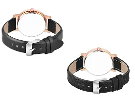 KIARVI GALLERY Analogue Pack of 2 Flower Designer Dial Leather Strap Women's and Girl's Watch (Black)-thumb3