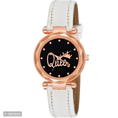 KIARVI GALLERY Analogue Queen Designer Dial Leather Strap Watch for Girls and Women(Pink) (White)