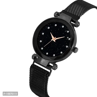 Kiarvi Gallery Black Magnet Buckle Starry Quartz Watch and Fashion Designer Analog Watch Combo Watch- for Girls-thumb2