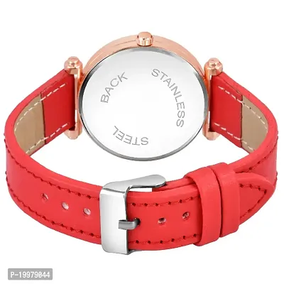 KIARVI GALLERY Analogue Moon Designer Dial Leather Strap Watch for Girls and Women(Peach) (Red)-thumb3