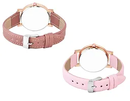 KIARVI GALLERY Analogue Pack of 2 Flower Designer Dial Leather Strap Women's and Girl's Watch (Peach and Pink)-thumb3