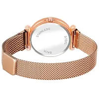 KIARVI GALLERY Black Dial Rose Gold Designer Magnetic Metal Strap Analog Girl's and Women's Watch-thumb2