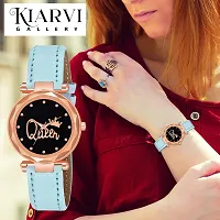 KIARVI GALLERY Analogue Queen Dial Leather Belt Watch for Girl's and Women's (Sky Blue)-thumb4