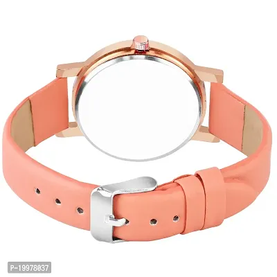 KIARVI GALLERY Analogue Flower Dial Unique Designer Leather Strap Women's and Girl's Watch (Peach)-thumb4