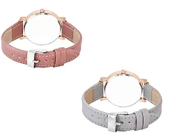 KIARVI GALLERY Analogue Flowered Dial Unique Designer Leather Strap Women's and Girl's Watch (Peach-Grey)-thumb2