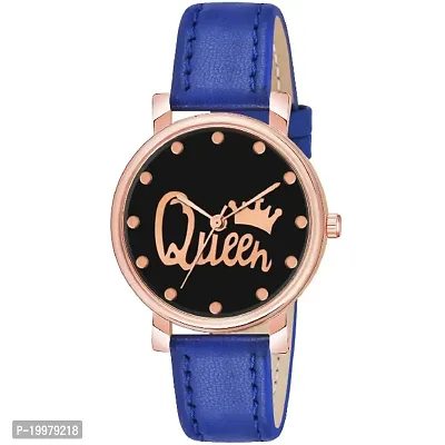 KIARVI GALLERY Analogue Black Queen Dial Stylish Premium Leather Strap Watch for Girls and Women(Pink) (Blue)