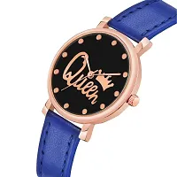 KIARVI GALLERY Analogue Queen Designer Dial Leather Strap Combo Watch for Girls and Women(Blue-Brown) (Blue-Brown)-thumb1