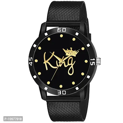 KIARVI GALLERY Analogue Black King Dial PU Strap Boys and Men's Watches (Black)-thumb0