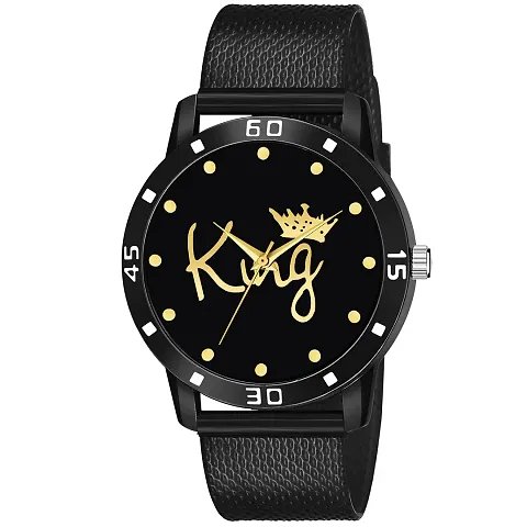 KIARVI GALLERY Analogue Black King Dial PU Strap Boys and Men's Watches