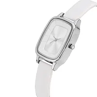 KIARVI GALLERY Analogue Square Dial Leather Strap Girl's Women's Watch (White)-thumb1