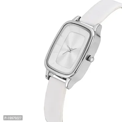 KIARVI GALLERY Analogue Square Dial Leather Strap Girl's Women's Watch (White)-thumb2