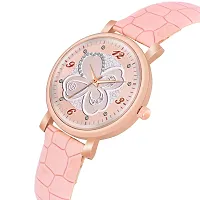 KIARVI GALLERY Multicolor FlowerDesigner Dial Stylish Premium Leather Strap Watch for Girls and Women(Green) (Peach)-thumb1