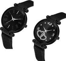 KIARVI GALLERY Black Dial Designer Combo Magnetic Strep Analog Combo Watch for Girls and Women(Pack of 2)-thumb1