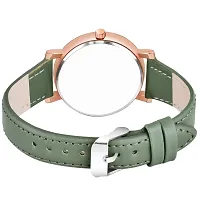 KIROH Analog Round Dial Designer Premium Leather Strap Analog Watch for Girls  Women(GRN-GRN) (Grey-Green)-thumb2