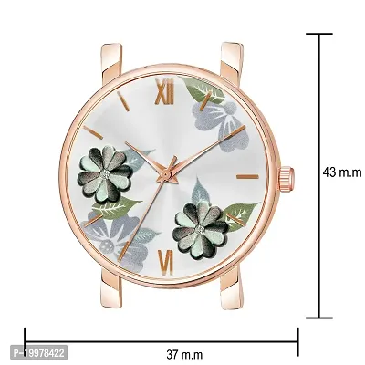 KIARVI GALLERY Analogue Flowered Dial Unique Designer Leather Strap Women's and Girl's Watch(Green)-thumb3