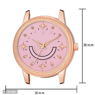 KIARVI GALLERY Analogue Smiley Pink Dial Unique Designer Magnetic Metal Strap Watch for Girl's and Women's (Pink Dial, Rose Gold Strap)-thumb3