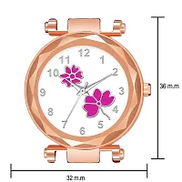 KIARVI GALLERY Analogue Flower Designer Leather Strap Women's and Girl's Watch (Peach-Pink)-thumb2