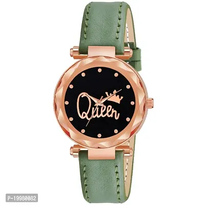 KIARVI GALLERY Analogue Queen Designer Dial Leather Strap Watch for Girls and Women(Pink) (Green)