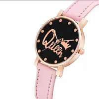 KIARVI GALLERY Analogue Queen Designer Dial Leather Strap Combo Watch for Girls and Women(Blue-Brown) (Pink-Brown)-thumb1