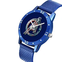 KIARVI GALLERY Analogue Black Avenger Print Dial PU Strap Boys and Men's Watches (Blue)-thumb1