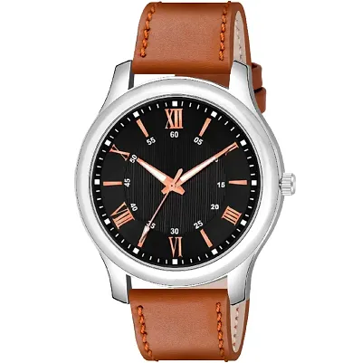 KIARVI GALLERY Analogue Leather Boy's and Men's Watch(Black Dial,Brown Leather Strap)