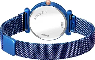 KIARVI GALLERY Blue and Gold Color Magnetic Strap Buckle Combo Watch for Women-thumb2