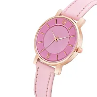 KIARVI GALLERY Analogue 6 to 12 Antique Dial Designer Leather Strap Women's and Girl's Watch (Pink)-thumb1