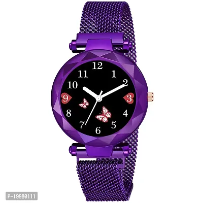 KIARVI GALLERY Analogue Butterfly Designer Magnetic Strap Girl's  Women's Watch (Purple-BF)