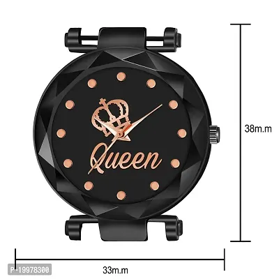 KIARVI GALLERY Analogue Queen Dial Magnetic Strap Girl's  Women's Watch (Black-Q)-thumb3