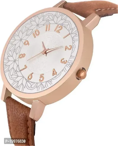 Kiarvi Gallery Latest Collection's White Dial Watch of Leather Strap for Women-thumb2