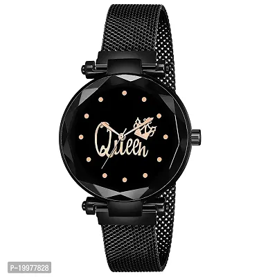 KIARVI GALLERY Clausal Analogue Queen Dial Magnetic Strap Analog Girl's  Women's Watch (Black)-thumb0