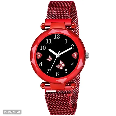 KIARVI GALLERY Analogue Butterfly Designer Magnetic Strap Girl's  Women's Watch (Red-BF)