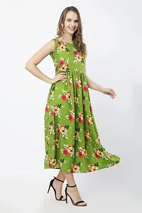 HC Fashion Women's Crepe A-Line Maxi Dress Green-thumb2