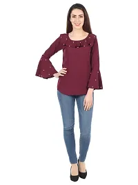 Classic Poly Crepe Embellished Tops for Women-thumb1