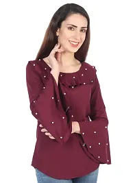 Classic Poly Crepe Embellished Tops for Women-thumb2