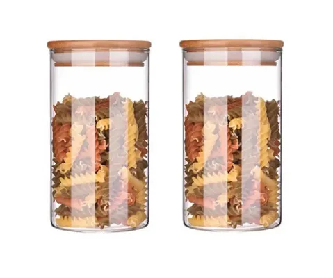 Trendy High Quality Imported Borosilicate Glass Jar Container Canister 1000 ML  Pack of 2