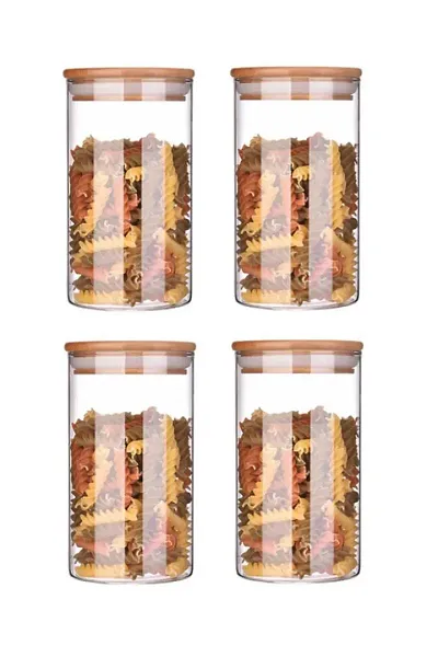 Trendy High Quality Imported Borosilicate Glass Jar Container Canister 1000 ML  Pack of 4