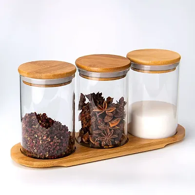 Trendy High Quality Imported Borosilicate Glass Jar Container Canister 1000 ML  Pack of 3