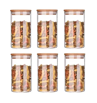 Trendy High Quality Imported Borosilicate Glass Jar Container Canister 1000 ML  Pack of 6