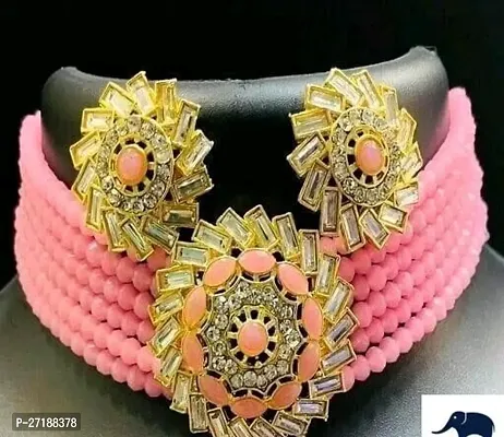 Beautiful Pink Alloy Jewellery Set For Women