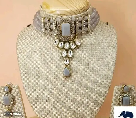 Beautiful Grey Alloy Jewellery Set For Women