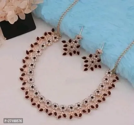 Beautiful Maroon Alloy Jewellery Set For Women-thumb0