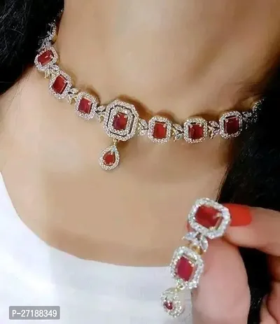 Beautiful Red Alloy Jewellery Set For Women