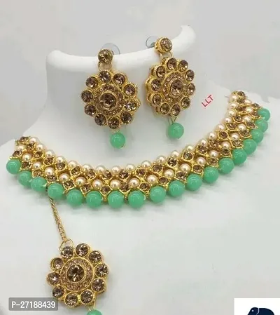 Beautiful Green Alloy Jewellery Set For Women-thumb0