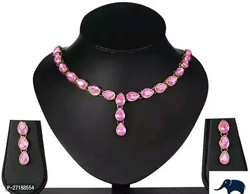 Beautiful Pink Alloy Jewellery Set For Women-thumb0