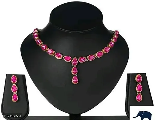 Beautiful Pink Alloy Jewellery Set For Women