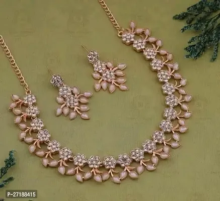 Beautiful Pink Alloy Jewellery Set For Women-thumb0